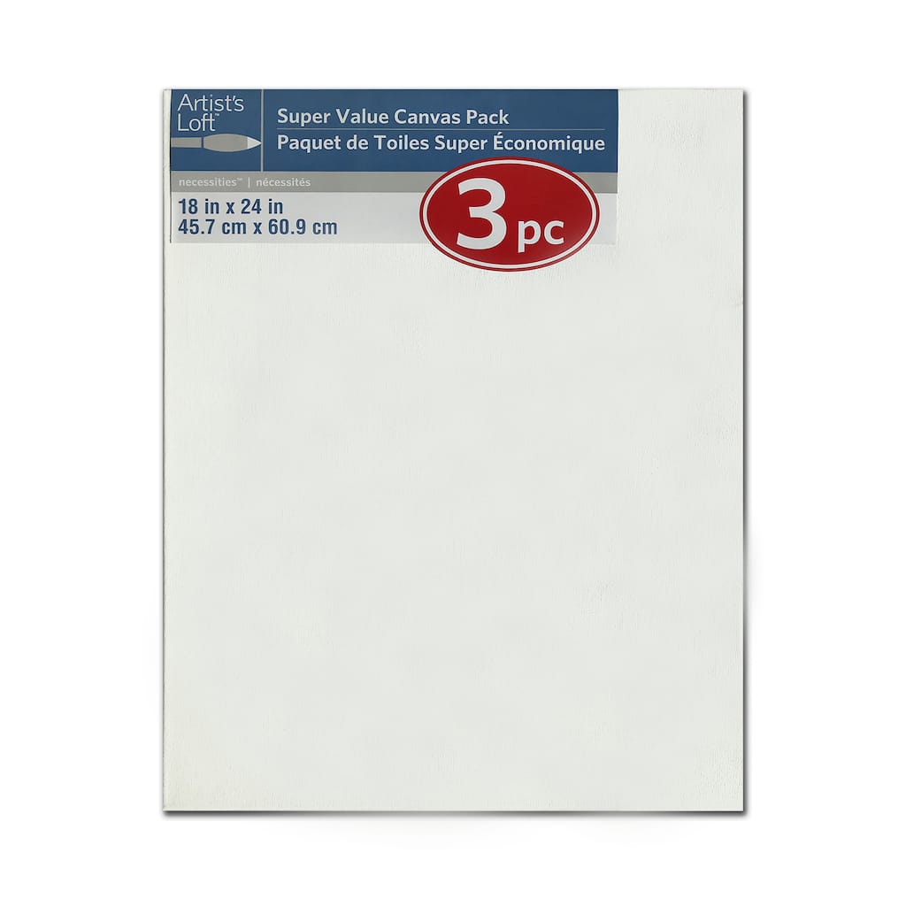 3 Pack 18" x 24" White Super Value Canvas by Artist's Loft